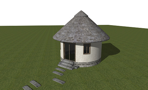 Modern Thatched House 3d model