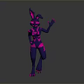 3D Cyberpunk Rabbit Character With Violet Pink Neon Accents And Futuristic Design
