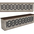 Modern Reception Desk With Patterned Brick Design And Wooden Top Surface 3d model