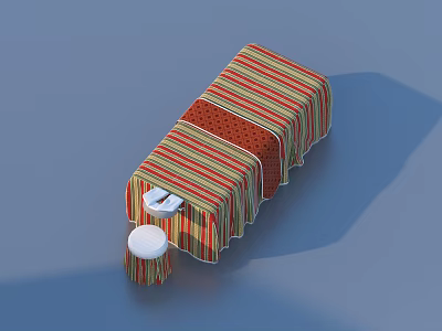 Decorative Striped Cover With Red Section And Small Round Top Design 3d model