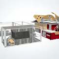 Modern Industrial Equipment Modular Structure With Red Platform And Staircase Design 3d model