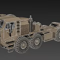Heavy Duty Sand Colored Military Truck With Large Wheels And Engine