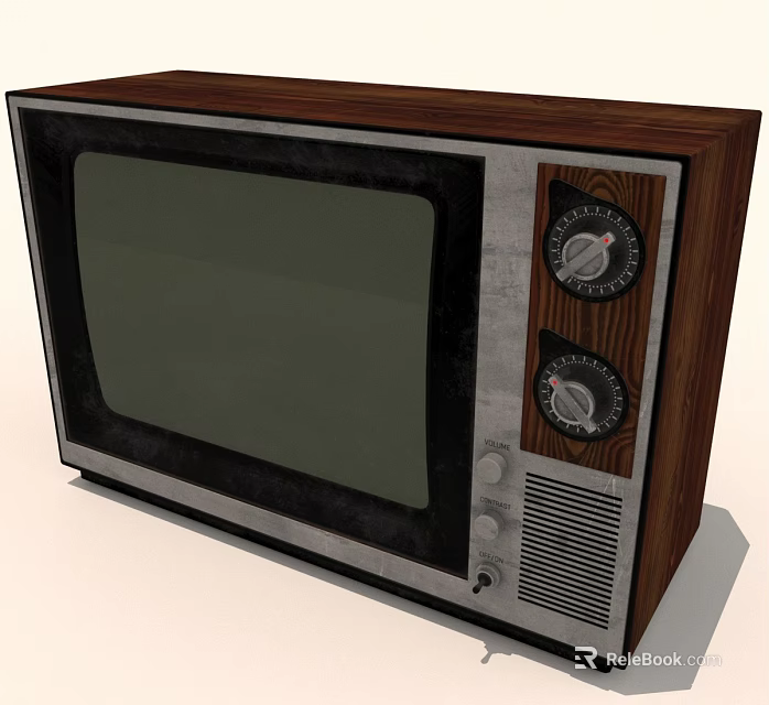 Vintage Television With Wooden Case Classic Knobs And Retro Screen Design 3d model 