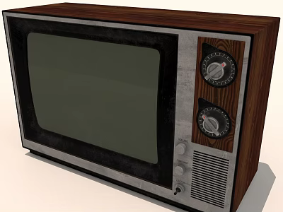 Vintage Television With Wooden Case Classic Knobs And Retro Screen Design 3d model