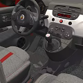 White Compact Sports Car With Red Accents And Stripes On Red Background