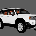 Toyota White Off Road SUV With Roof Rack Distinctive Grille And Orange Seats