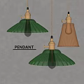 Stylish Green And Bronze Pendant Lights Featuring Fluted Shades And Brass Bases