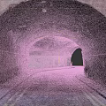Old Road Tunnel With Arched Ceiling Graffiti Walls And Double Yellow Lines