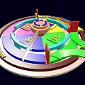 Colorful Spinning Wheel with Multiple Color Sections Pointer Jackpot Label and Arrows for Game Entertainment