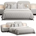 Elegant Modern Double Bed With Quilted Bedspread Decorative Pillows And Nightstand 3d model