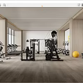 Bright Spacious Gym Interior With Treadmills Dumbbells Weight Machines Fitness Poster And Wooden Walls