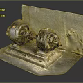 Heavy Duty Industrial Mechanical Equipment With Cylindrical Parts On Metal Platform