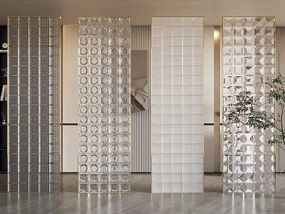 Modern Glass Room Dividers With Various Geometric Patterns For Interior Space Partitioning 3d model