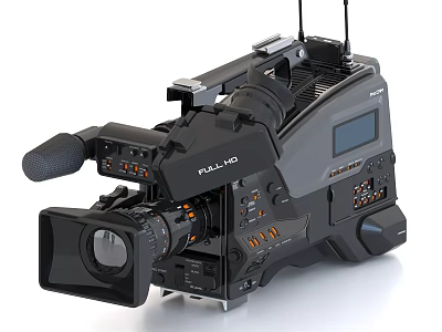 Fujinon Professional Entertainment Video Camera With Lens Display Screen And Control Buttons 3d model