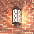 Traditional Wall Light With Dark Brown Finish And Geometric Shade On Red Brick Wall