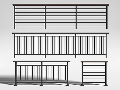 Different Metal Railing Designs for Modern Balcony and Deck Applications 3d model