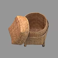 Handwoven Bamboo Storage Container With Removable Lid And Stand Legs 3d model