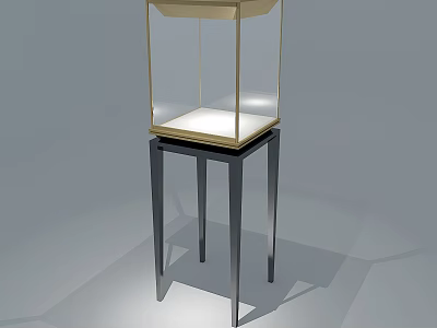 Jewelry Store Glass Showcase With Golden Top Black Metal Stand And White Interior Lighting 3d model