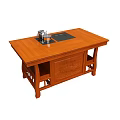 Chinese Style Solid Wood Tea Table With Carved Patterns Built in Tray And Faucet 3d model