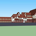 Traditional Detached Villa With Red Brown Roof White Walls And Arched Porch