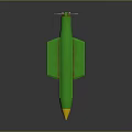 Green Missile 3D Model With Yellow Tip And Rear Fins Design