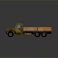 Yellow Rusty Truck With Open Bed And Orange Railings Design 3d model