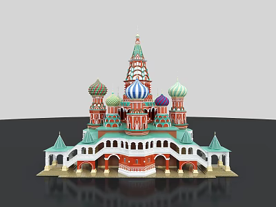 Religious Faith Inspired Orthodox Church Architecture With Colorful Domes And Intricate Design 3d model
