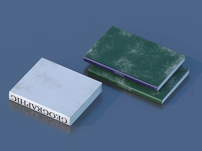 Stacked Books and Magazines With White Geographic Cover And Green Covers 3d model