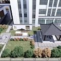 Modern Chinese Style Hospital Building With White Exterior Symmetrical Design Lawn And Road Front