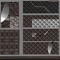Modern 3D Wall Decor With Geometric Patterns Gray Brown White Textures And Lighting Accents 3d model