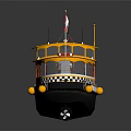Yellow Water Taxi With Canadian Flag Life Rings And Black White Checkered Decorations