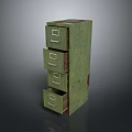 Vintage Green Filing Cabinet With Four Drawers And Industrial Design