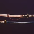 Traditional Japanese Samurai Sword Weapon with Sharp Blade Ornate Handle and Green Scabbard
