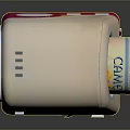 Portable Beige Red Electronic Device With TEN Logo QR Code And Stickers