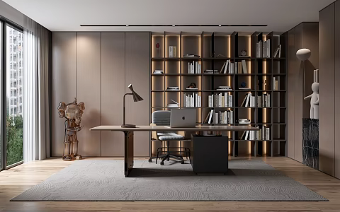 Modern Italian Study Desk Bookcase 3d model