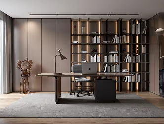 Modern Italian Study Desk Bookcase 3d model