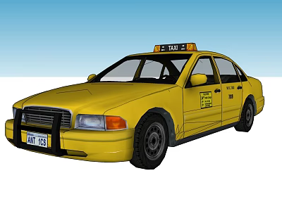 Classic Yellow Taxi Car with Roof Sign and Yellow Exterior Design 3d model