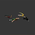 Four Animated Characters In Dynamic Action Poses With Stylish Colorful Outfits