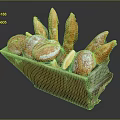 Wooden Basket Filled With Assorted Fresh Breads And Crusty Loaves