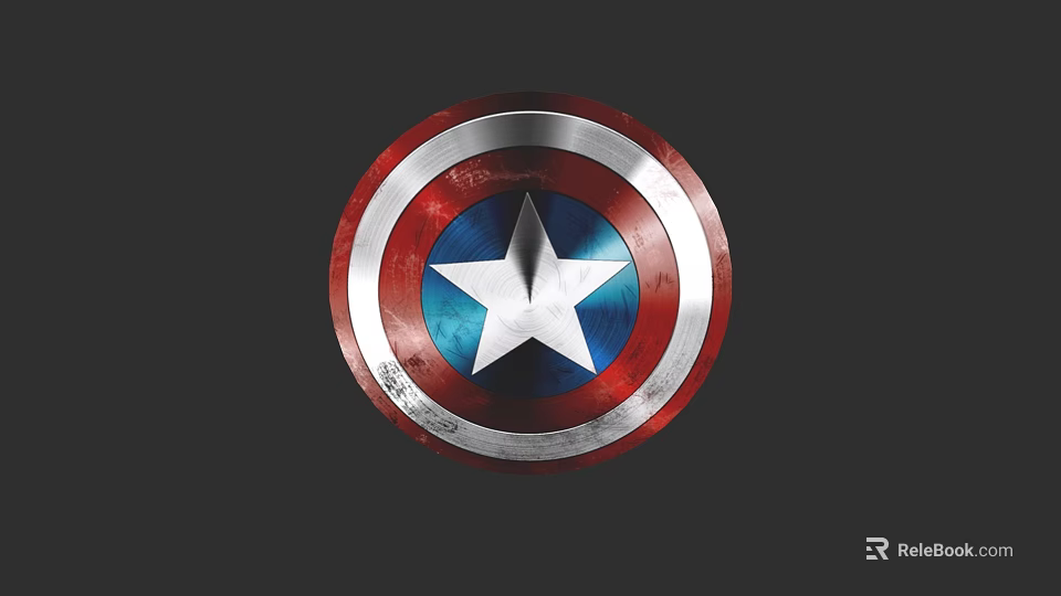 Captain America Shield Weapon With Red White Blue Star Design And Metallic Worn Texture 3d model 