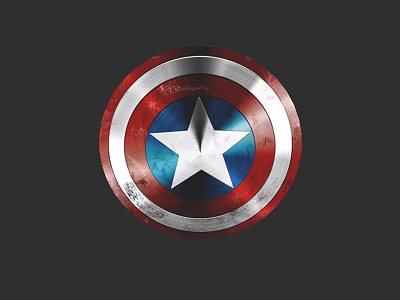 Captain America Shield Weapon With Red White Blue Star Design And Metallic Worn Texture 3d model
