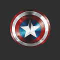 Captain America Shield Weapon With Red White Blue Star Design And Metallic Worn Texture
