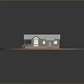 Single Story Residential House With Gray Metal Roof Wooden Siding Front Porch And Green Lawn