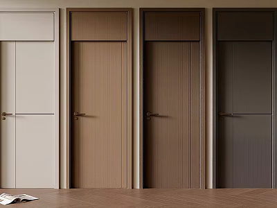Modern Hinged Doors in Various Colors Arranged in a Row with Sleek Design 3d model