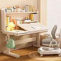 Children's Adjustable Study Desk And Chair Set With Bookshelf Lamp For Cozy Kids Room