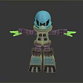 Blue Robot 3D Model Character With Mechanical Armor Open Arms Standing Design 3d model
