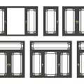 Black Frame Windows With Various Stylish Designs For Home Interior 3d model