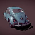 Vintage Blue Beetle Car With Classic Retro Body Design And Rounded Shape