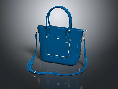 Blue Handbag With Top Handles Detachable Shoulder Strap And Metal Accents 3d model
