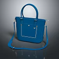 Blue Handbag With Top Handles Detachable Shoulder Strap And Metal Accents